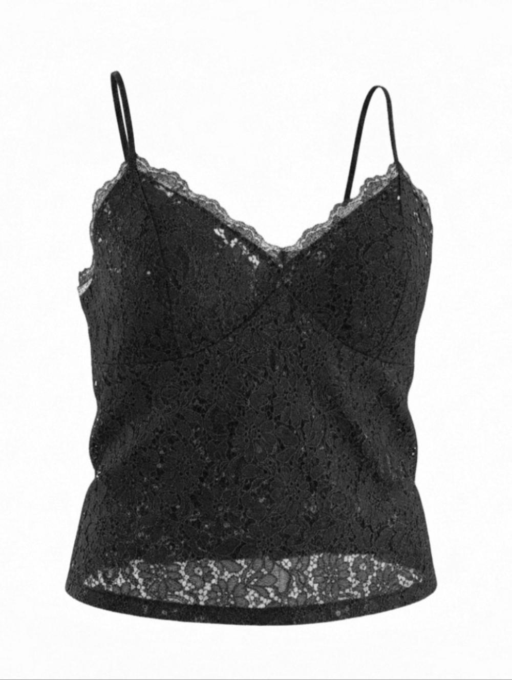 Maurices Black Lace V-Neck Camisole with Spaghetti Straps